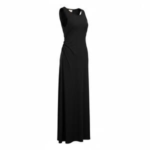 Xirena Black Maxi Dress Womens Large Ruched Side Slit Sleeveless Minimalist